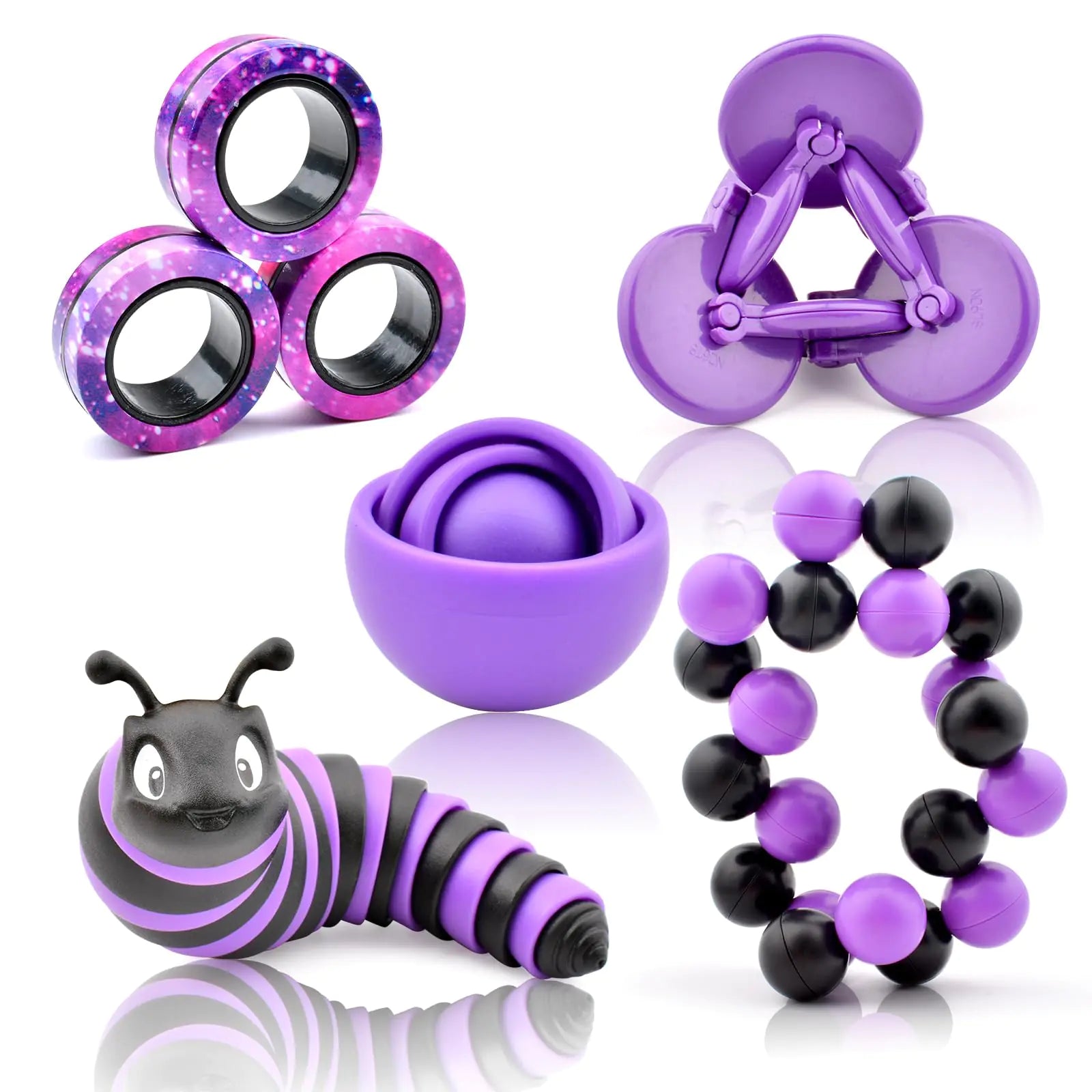 Fidget Toys Kids Pack Sensory Toys Set Fidget Spinner Slug Magnetic Rings Cool Gadget for Stress Relief  Toy