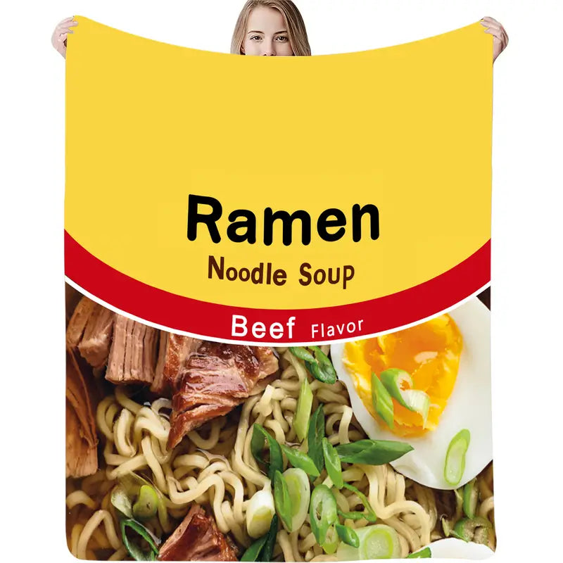 Noodle Soup Print Flannel Throw Blanket (1pc)